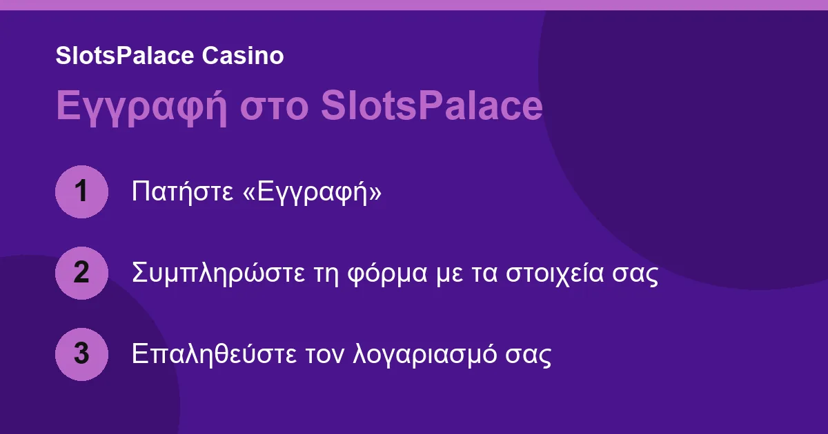 Εγγραφή στο SlotsPalace Casino σε τρία βήματα